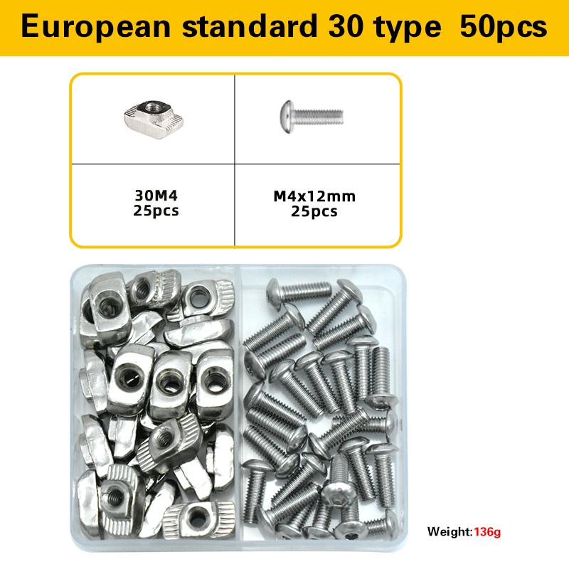 T-Nuts Screws Kit T Track Nut for 2020 3030 Series Aluminum Extrusion T Slot Nut M3 M4 M5 M6 Hexagon Socket Bolts T Sliding Nuts