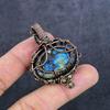 Natural Labradorite Gemstone Copper Wire Wrap Jewelry Pendant 2.05" A4s75