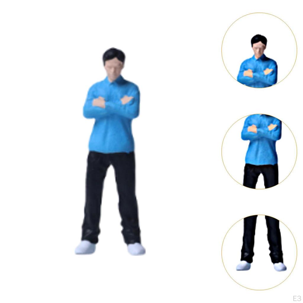1/64 Diorama Figures Layout Hobby Display Painted Miniature Characters Arms Crossed Posture for