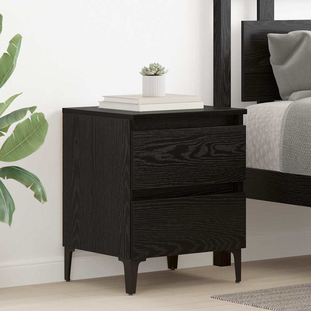 Nightstand 2 Pcs Black Oak Effect 40 X 35 X 50 Cm