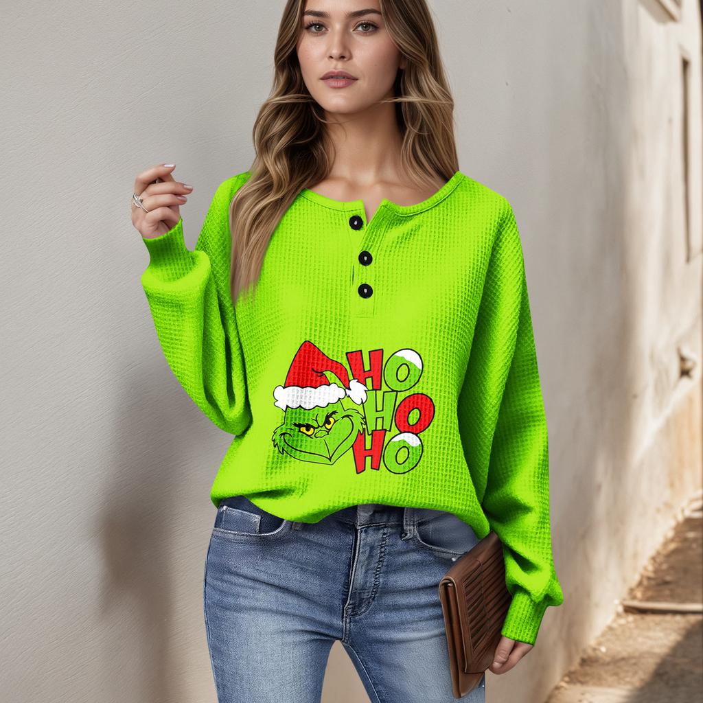 Dame Casual Skjorter Langermet Topper Knepping V-hals Løs Strikk Høstfavoritter For Kvinner