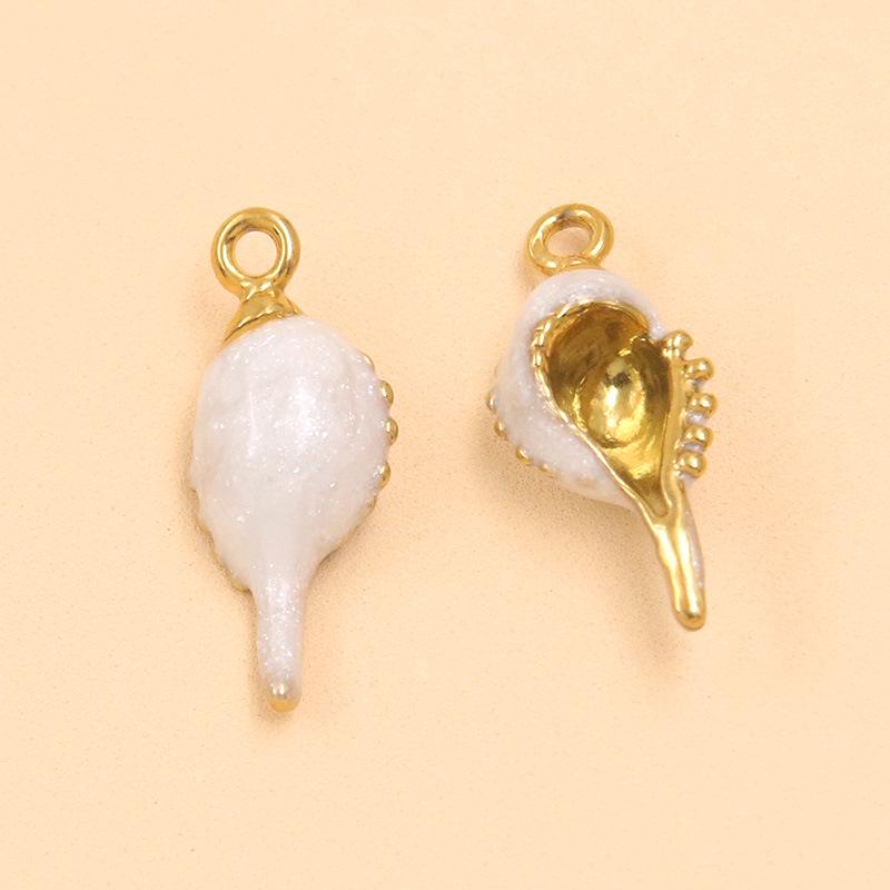 Ocean-Themed Stainless Steel Seashell Conch Pendant Jewelry Accessories