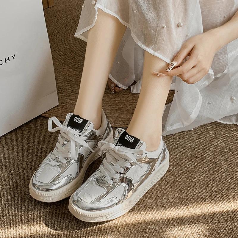 fashion Women's Shoes 2024 Fashion Lace Up Women's Vulcanize Shoes Autumn Mixed Colors Outdoor Flat Casual Comfortable Sports Shoes