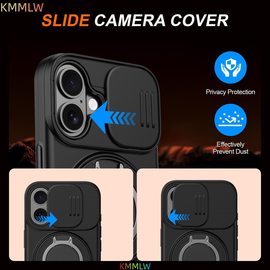 Luxury Heavy Duty Rugged Armor Magnetic Bracket Case For iPhone 17 16 15 14 13 Pro Max Plus 17Air Slide Camera Protection Cover