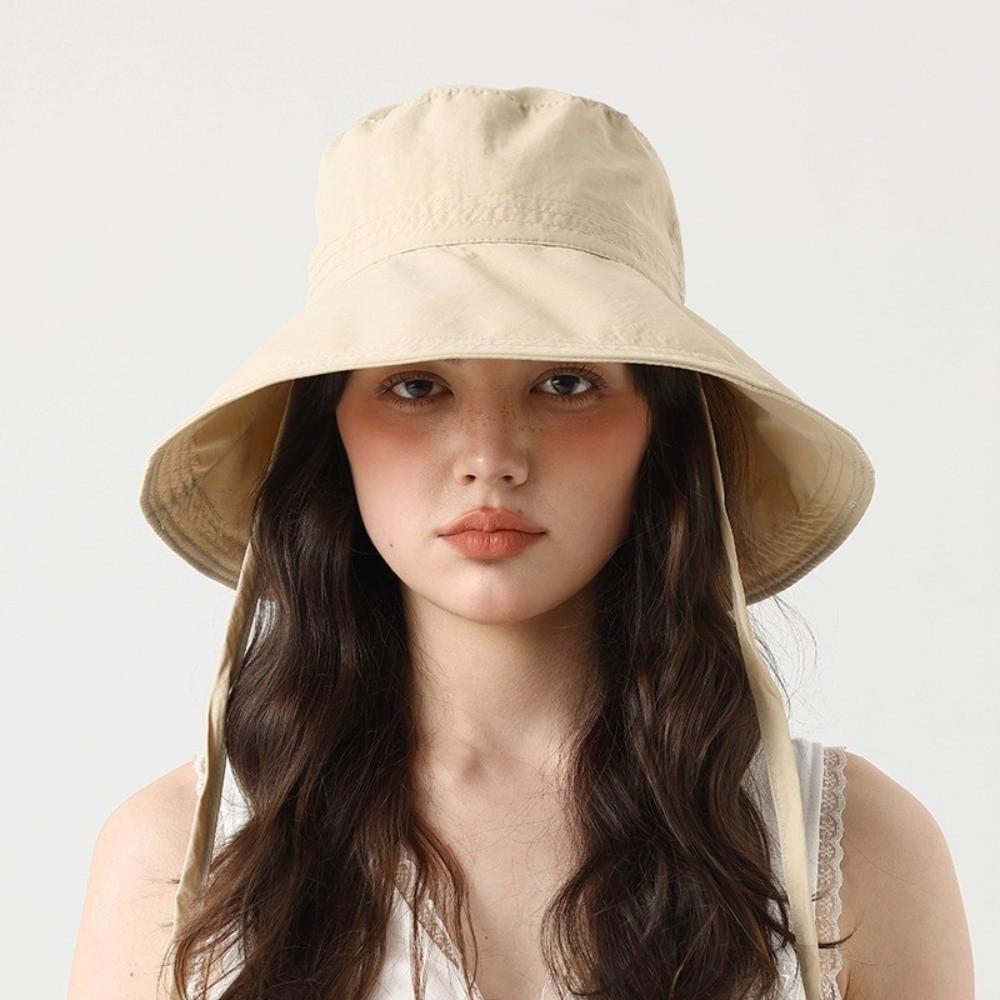 Thin Sunscreen Bucket Hat Solid Color Wide Brim Sun Hat Lightweight Fisherman Hat  Hiking