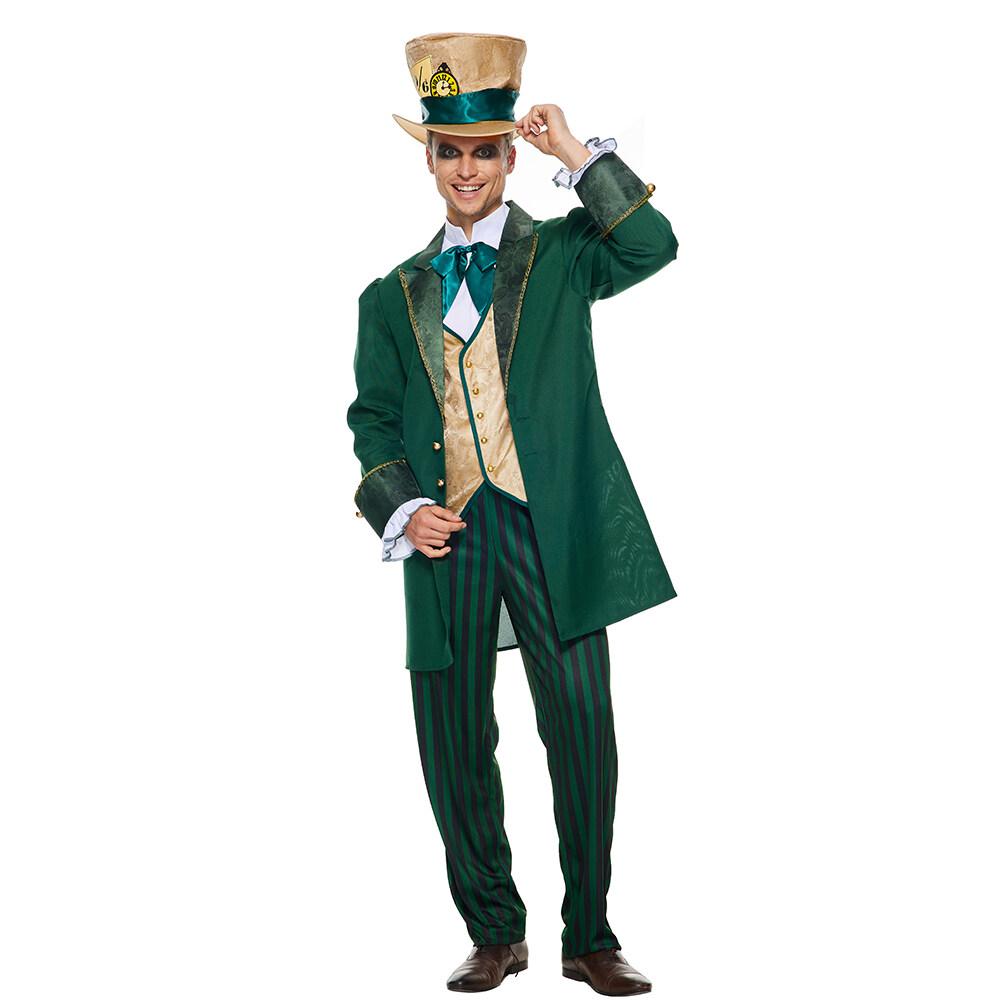 Men's Alice In Wonderland Mad Hatter Costume Halloween Deluxe Gentmen Cosplay