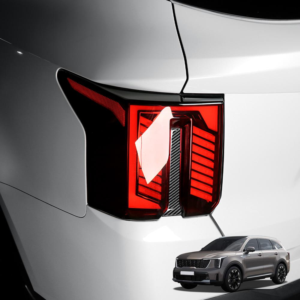 2PCS Car Exterior Decoration Rear Brake Light Decal Stripe Cover ABS Carbon Fiber Black For Kia Sorento 2024-2026 LHD RHD