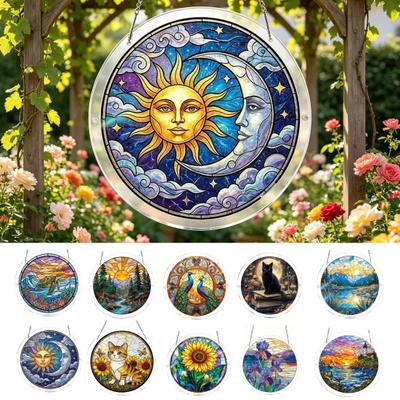 Acryl Puzzel Zonenvanger Glas-in-lood Effect Raamhangend Ornament DIY Kunst Puzzel Zonenvanger Kit voor Huis Tuin Decoratie