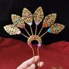 Flower Thai Metal Leaves Hairpin Gold U-shaped Hair Fork Classical Thai Hair Sticks Wedding