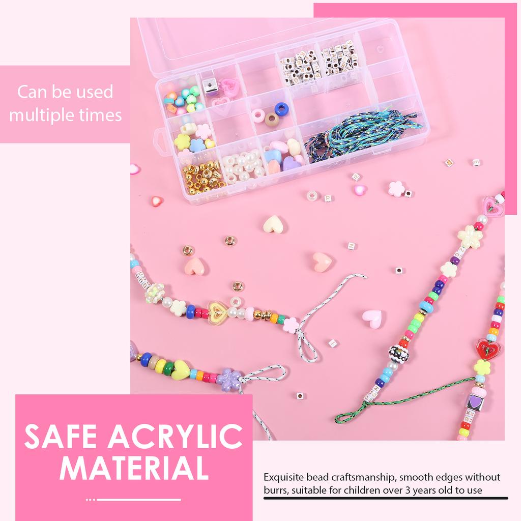 421 Pcs Beaded Keychain Making Kit DIY Key Chain Charm Acrylic Heart Flower Star Letter Bag Beads Jewelry Making Kit for Women