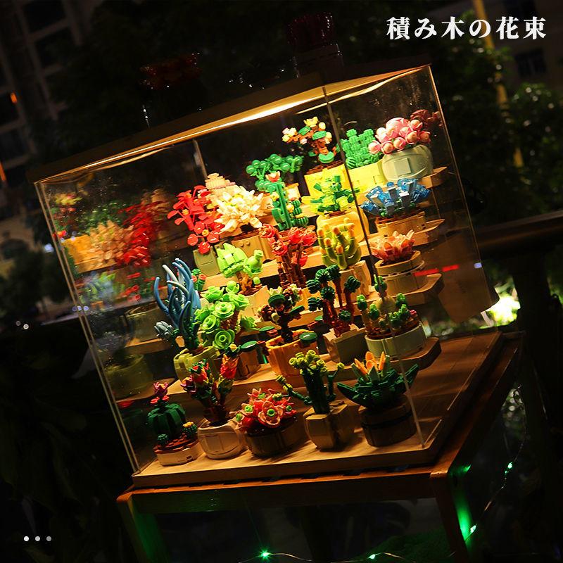 Non-Toxic Blind Boxes Toys Building Block Flower Succulents Plant Diy Children Assemble Mini Brick Blocks Toys For Children Kids Gifts
