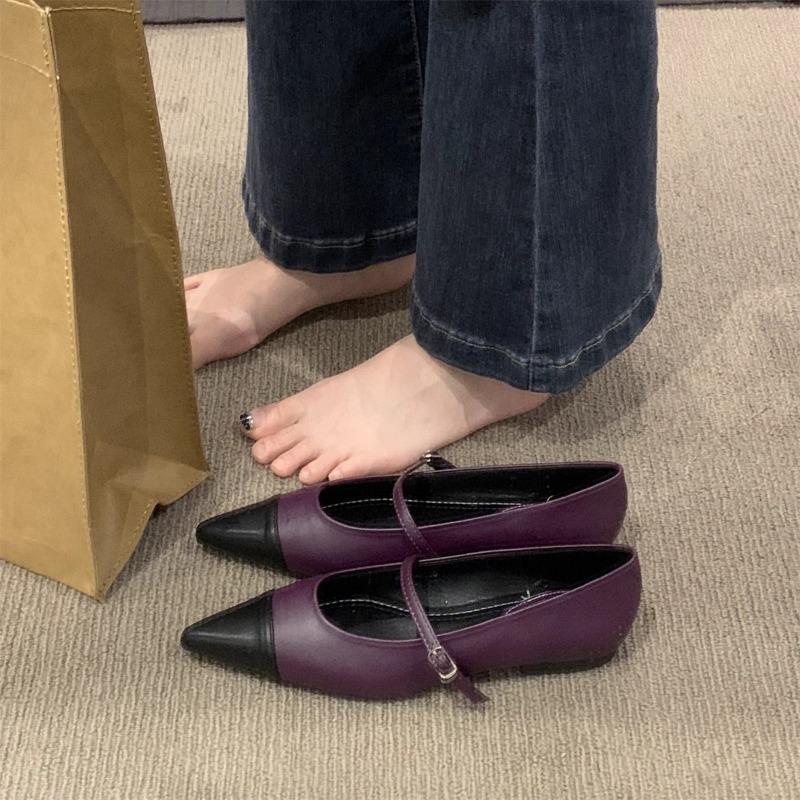 Fashion Flat Shoes for Women Spring Autumn Mary Jane Shoes New Flat Pointed Toe Shallow Silver Casual Plus Size Women's Shoes Ladies