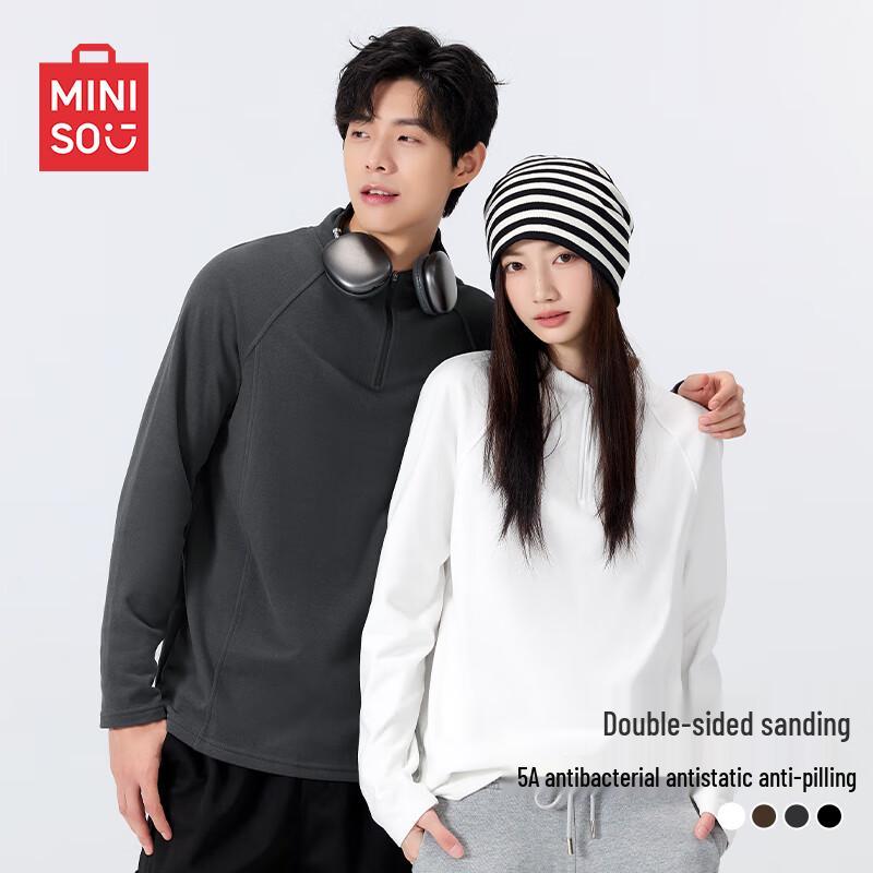 MINISO Men s Double-Sided Fleece Thermal Long-Sleeve Tee L