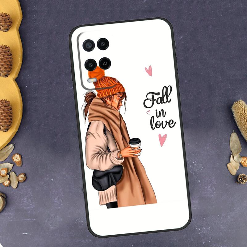 Princess Female Boss Coffee Phone Case For Oppo A94 A74 A54 A15 A18 A38 A58 A78 A98 A40 A60 A80 A16 A76 A96 A57S A17 A77