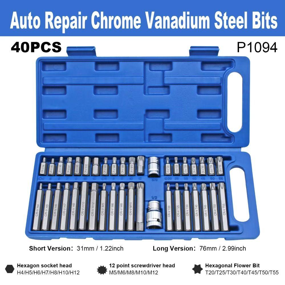 40Pcs 40-Piece Set Socket Bit Kits High Quality Batch Head Set  Automotive Repair