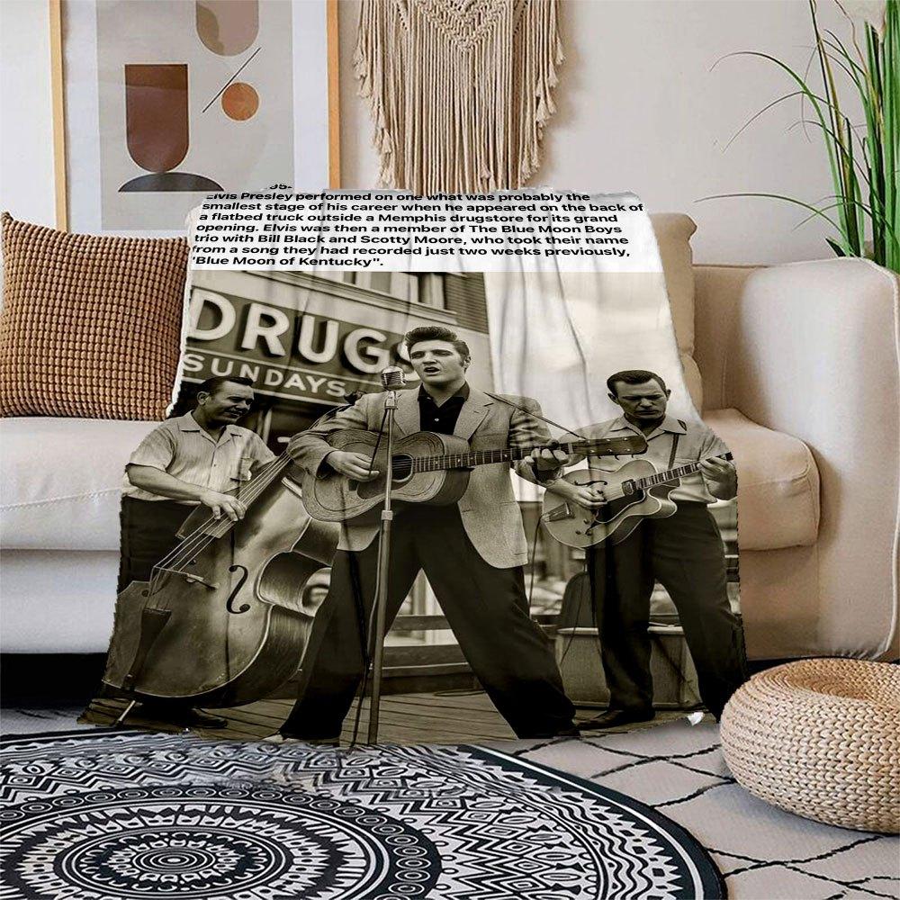 

Elvis Presley Blue Moon of Kentucky Blanket Flannel Throw Blanket for Sofa, Bed, Travel, Camping, Office, Couch, Chair, And Bed Gift 150x180cm