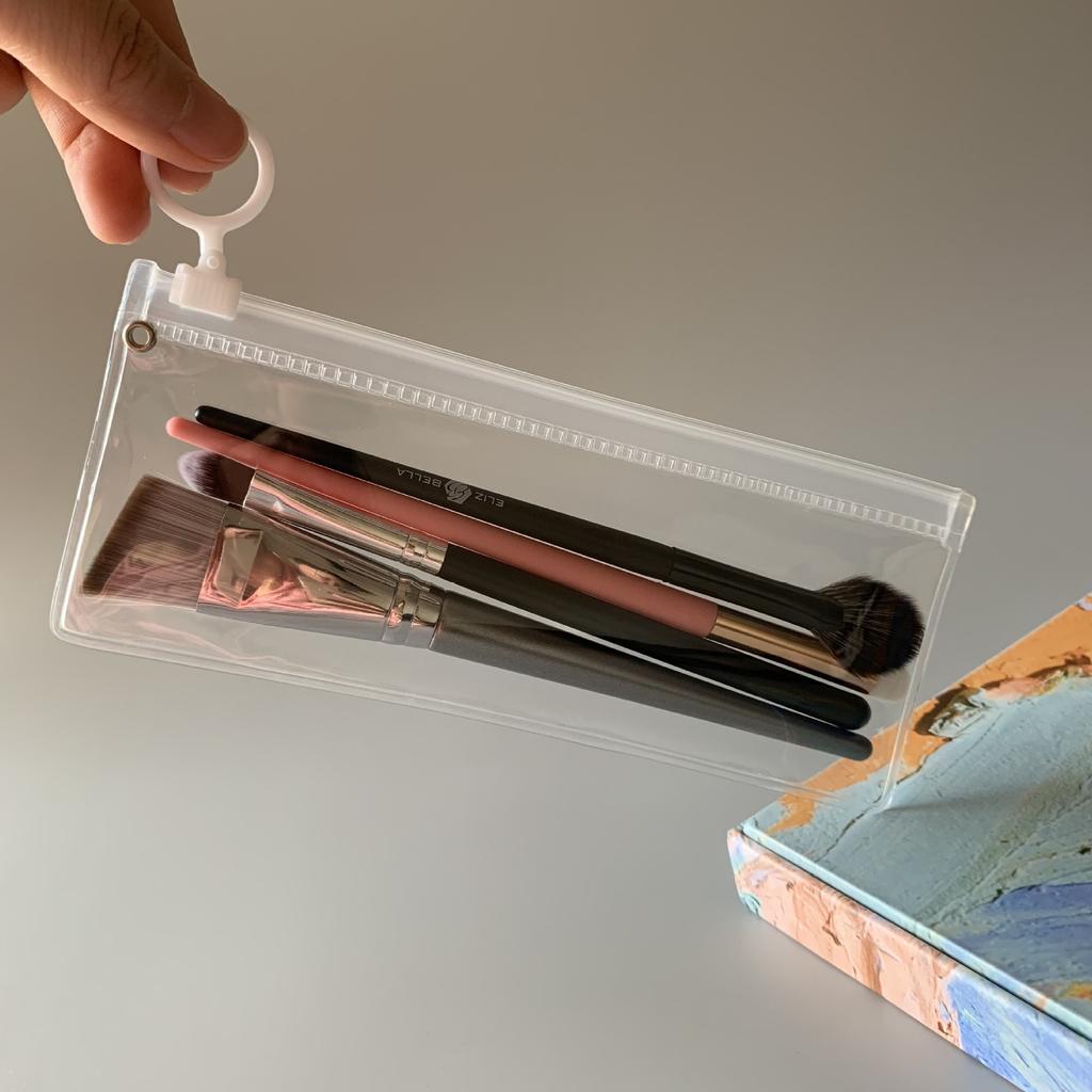 1pc Clear EVA Makeup Brush Pouch | Multi-functional Cosmetic Zipper Bag, Transparent Beauty Tool Organizer for Brushes, Eyelash & Eyebrow Pencils