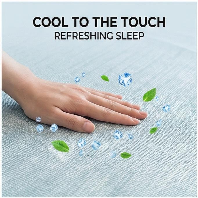 Antibacterial Ice Silk Cooling Mat 3-Piece Set Machine Washable Fitted Bedding for Home Bedroom 150x200 180x200cm