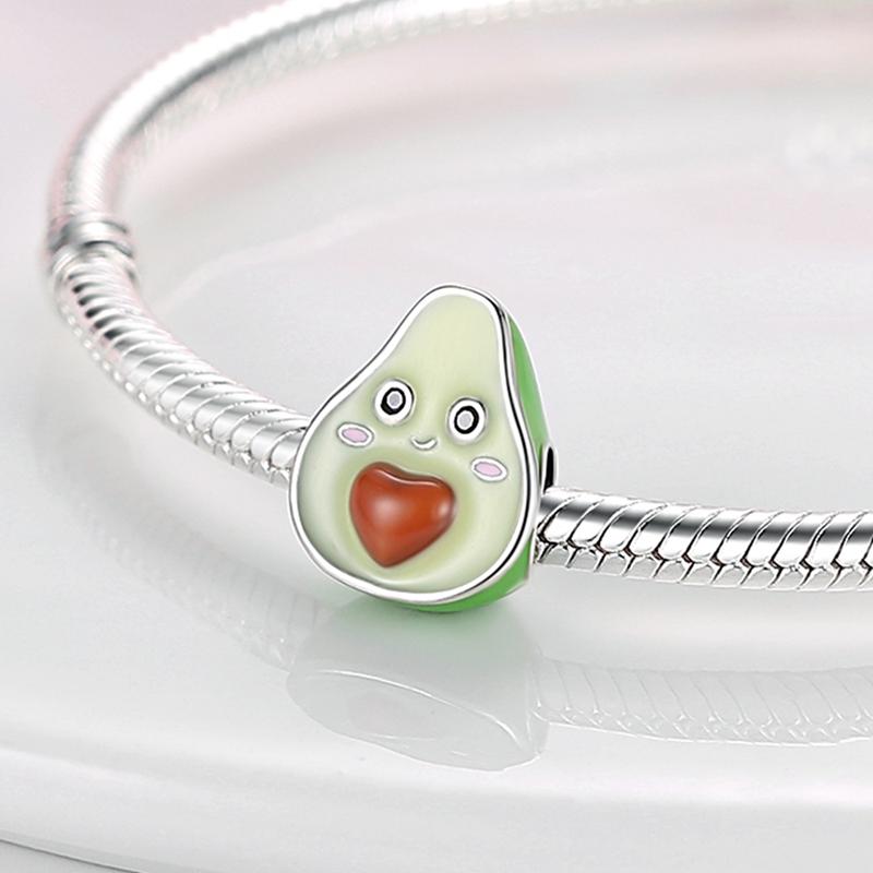 Grüne Farbe Charms Fit Armbänder 925 Silber Avocado Klee Perle Kaktus Chamäleon Zirkon DIY Schmuck Charme