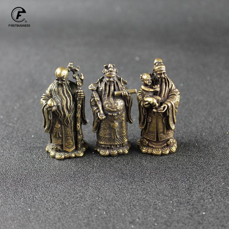 Pure Copper Fulu Shou Three Immortals Home Decorations Hollow out Lucky Star Longevity Star Antique Miscellaneous Handheld Coppe