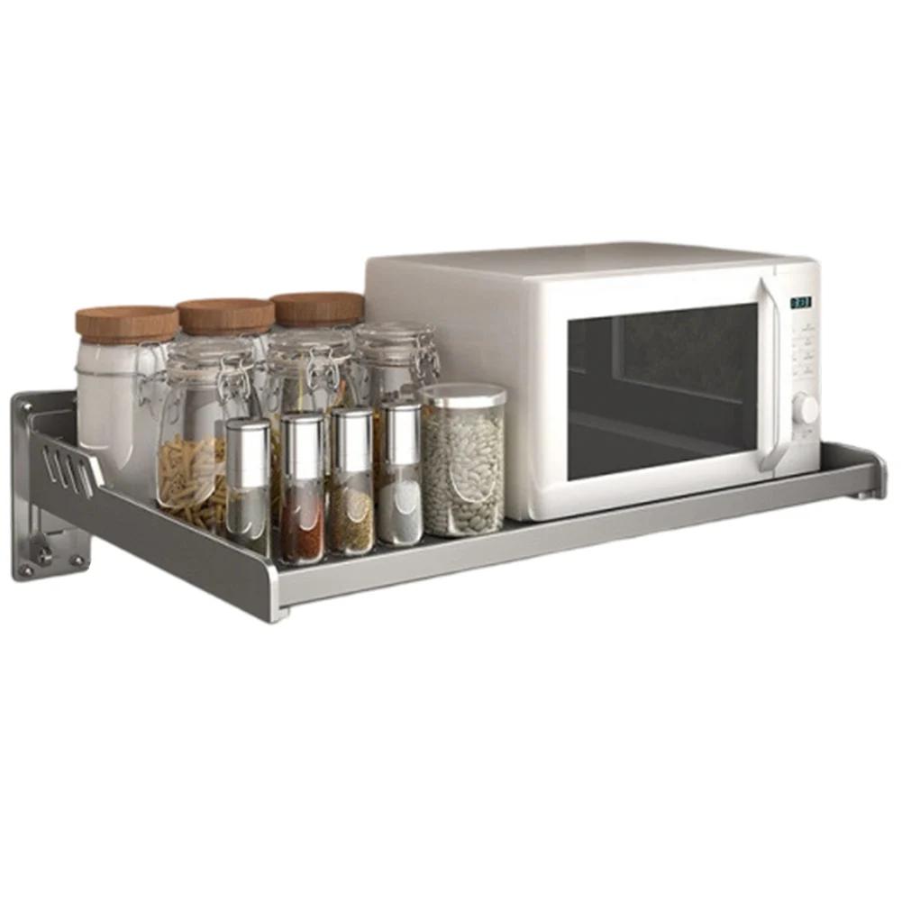 1 Set Kitchen Microwave Shelves 35*50cm/35*60cm Wall-Mounted Microwave Oven Shelf Rack Cooker Holder,Stainless Electric Pot Rack