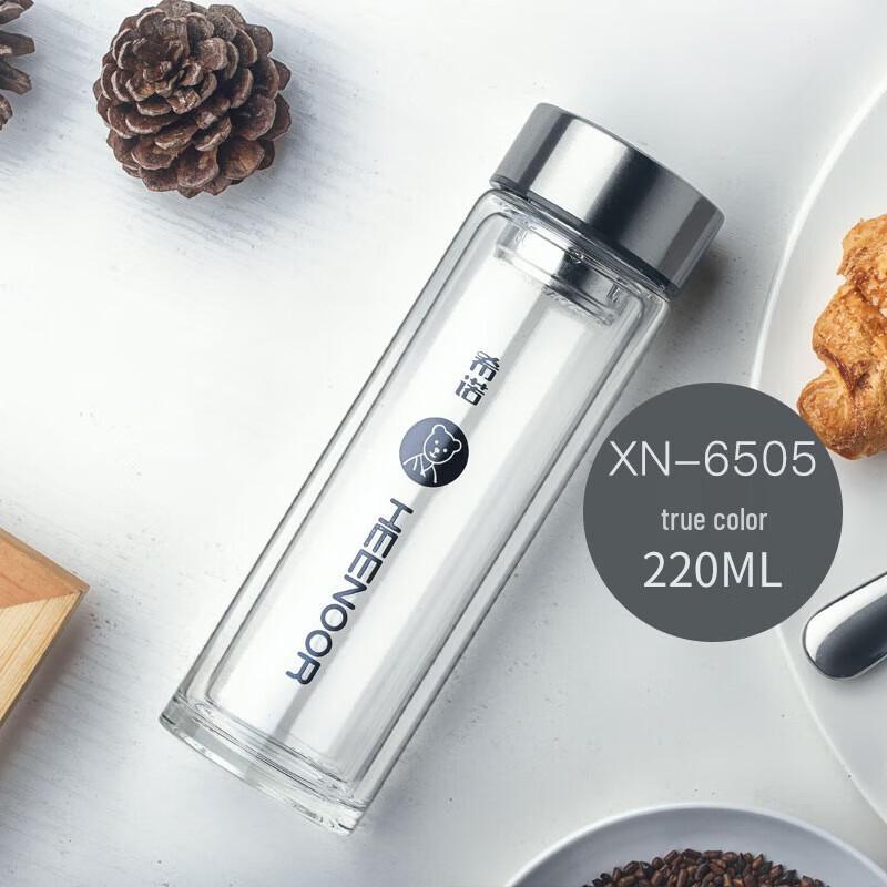 Xinuo 220ml Double-Layer Glass Tea Cup with Lid