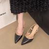 Fashion 2025Luxury Women's Shoes Brand Woman Sandals Rivets Summer Designer  High Heels Shoes Female Leather Pointed Toe Pumps Fashion