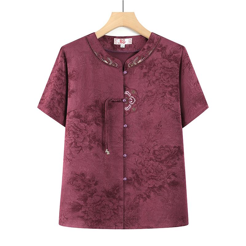 

Grandma s Summer Short-Sleeve Cardigan - Plus Size Style for Women Aged 60 to 80 4XL (Suggest 130-145 jin)
