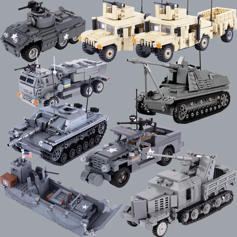 Bai Fen Bai Dolls And Toys Boys Ww2 Us Military War Tank Rocket Artillery Building Blocks Army Soldier Figures Armored Vehicle Moc Model Bricks Toys Gifts