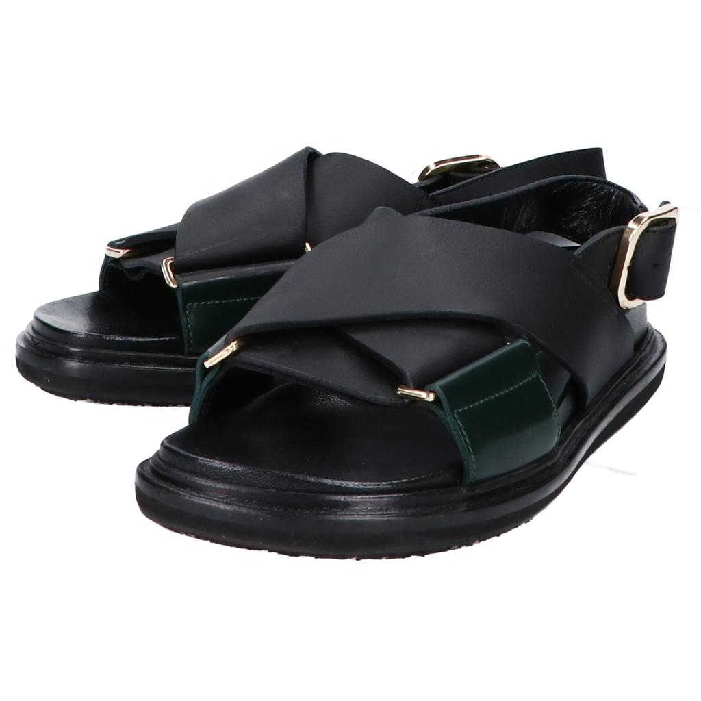 Marni FBMS015701 P3614 Fußbett Leder Kreuzriemen Sandalen/ Schuhe 35 schwarz Gebraucht