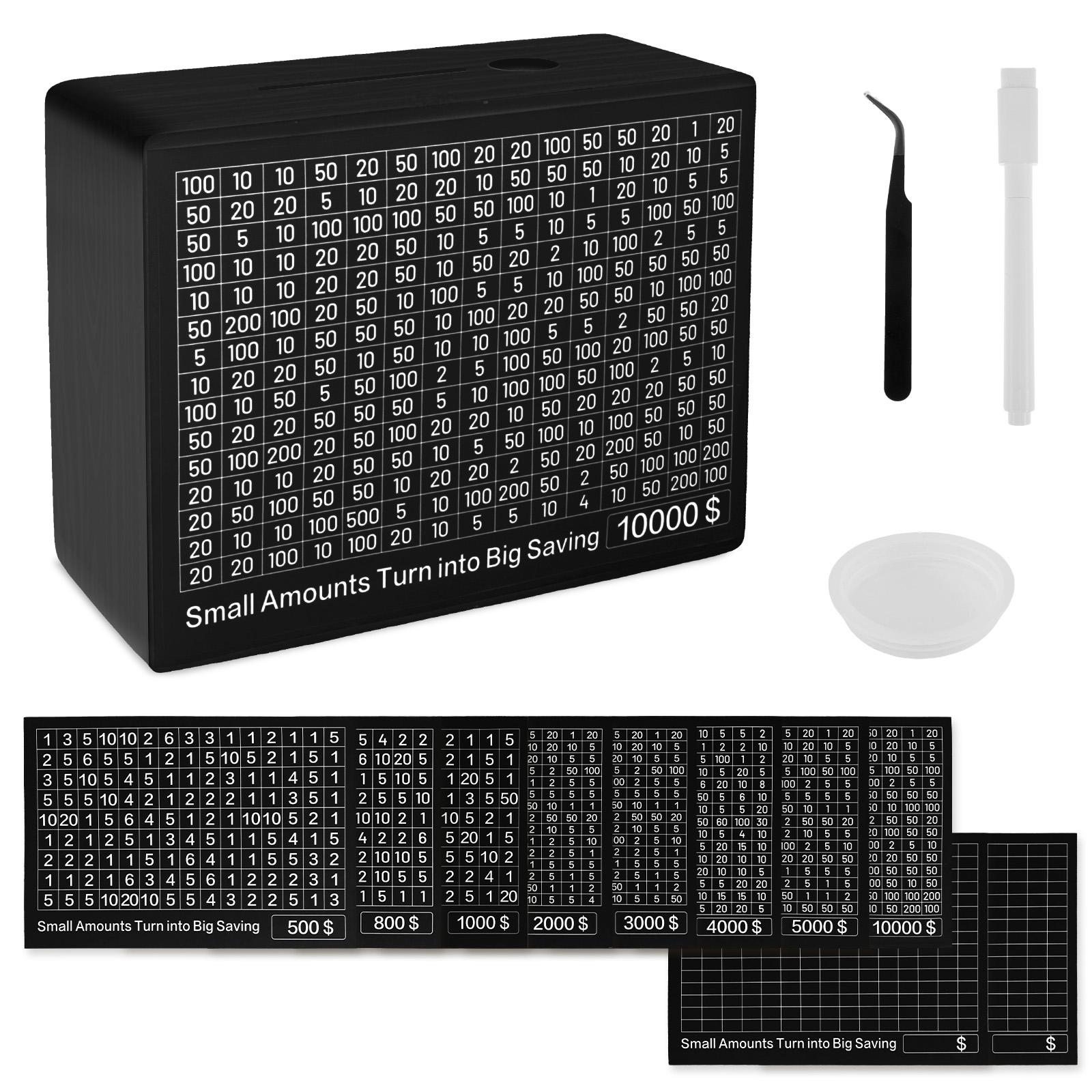 

1Pc Dollar Money Box Wooden Piggy Bank Money Vault Savings Box Easy Assembly Cash Storage Case Large Capacity Cash Savings Boxes чорний