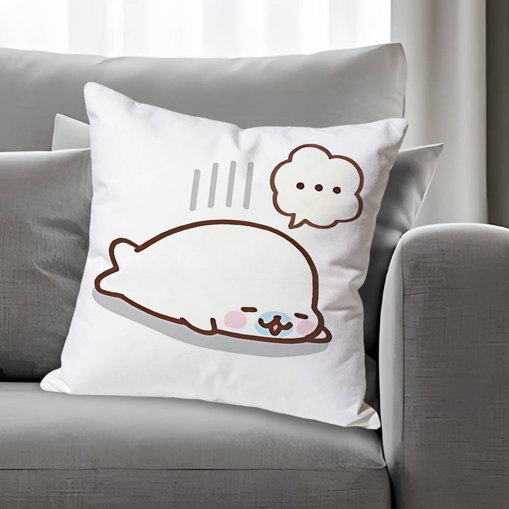 M-Mamegoma S-Seal Cute Meme Pillow Cases for Bedroom Living Room Sofa Home Decor Polyester Cushion Cover with Zipper
