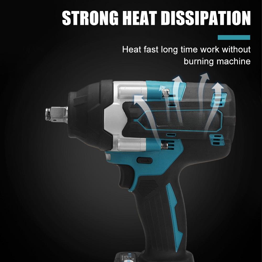 1800N.M Torque Brushless Electric Impact Wrench For Trucks 1/2 inches Cordless Wrench Driver Tool For 18V Battery Blue 388VF