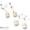Made In Japan Resin Pearl Earrings Dangling Earrings [Melody Accessories] Non-Pierced (NT-J13) (Gold, 1cm)