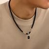 Glass beaded necklace versatile niche high-end sense simple personality collarbone chain accessories