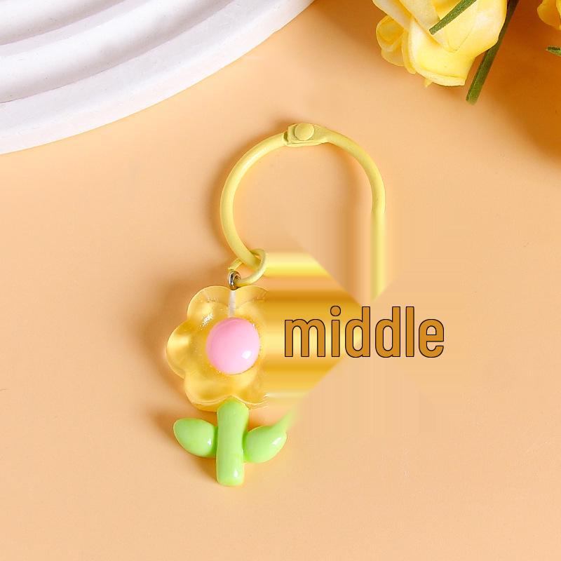 Colorful DIY Flower Keychain: Handmade Soft Rubber Floral Pendant & Bag Charm Accessory