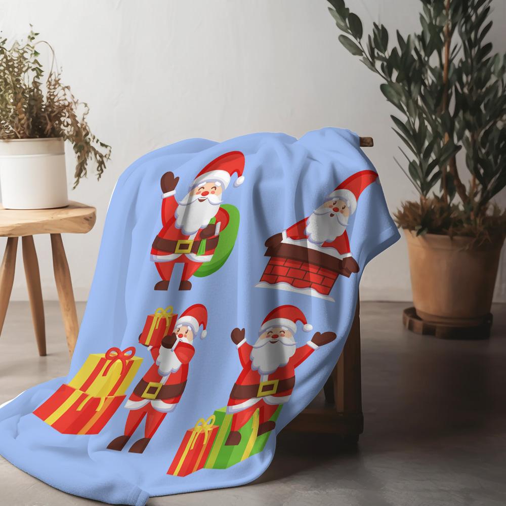 

Cozy Christmas Throw Blanket Soft Flannel Reindeer Santa Claus Festive Holiday Home Decor Gift Idea Winter Warm Comfort 75x90cm
