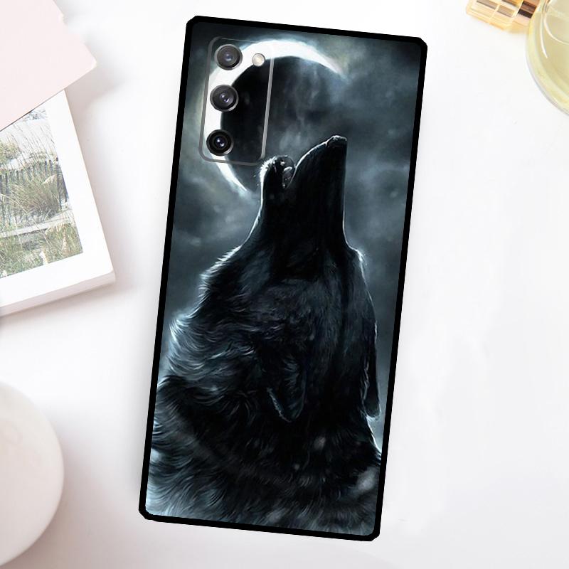 Moon Roaring Wolf Case For Samsung Galaxy S24 Ultra S21 S22 S23 Plus S20 FE S8 S9 S10 Note 10 20 Ultra Cover