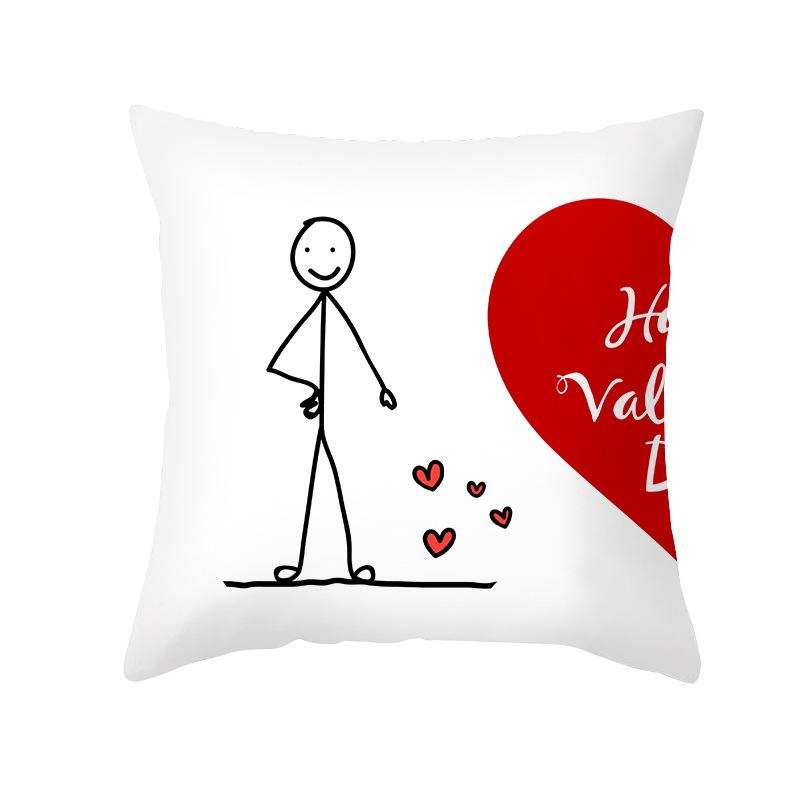 Valentine's Day Pillow Cover Couple Love Cushion Cover Peach Skin Fur Home Bedroom Sofa Cushion Cover