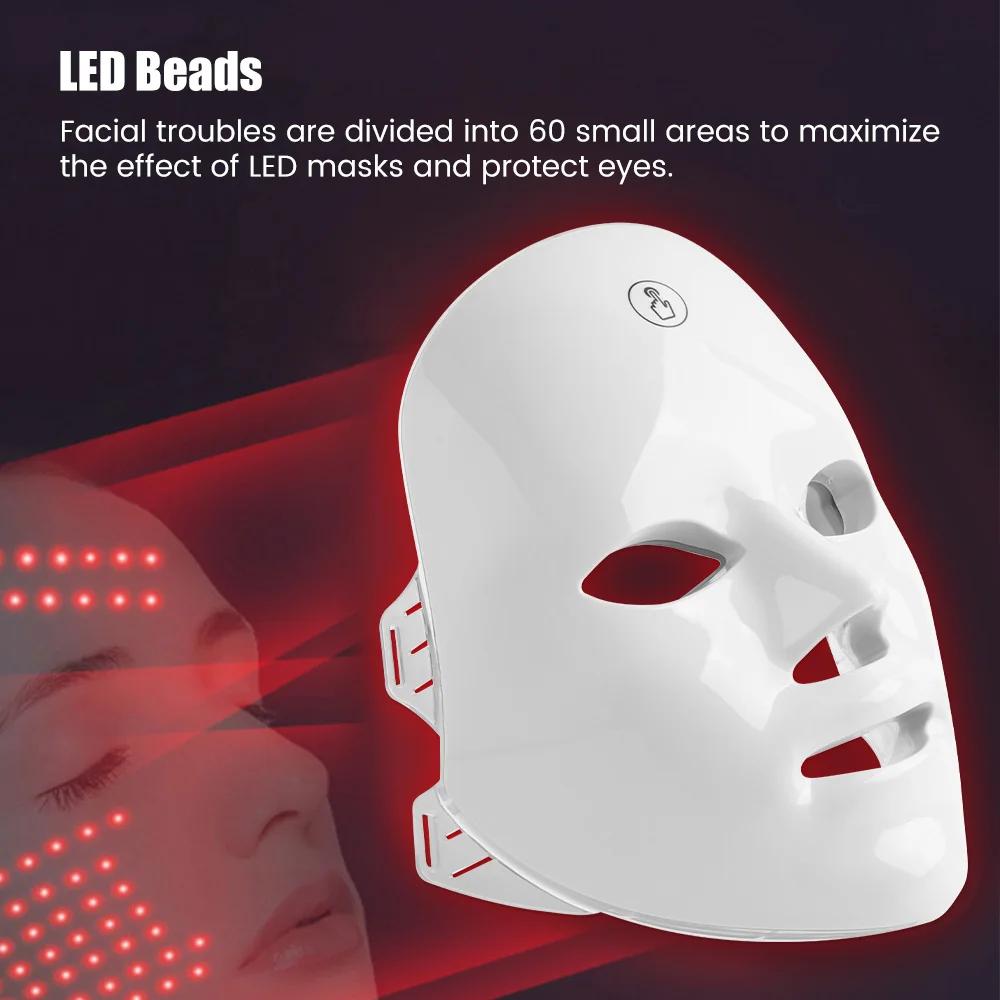 7 Colors LED Face Mask - Rechargeable Photon Light Therapy Beauty Device for Skin Care & Anti-Aging