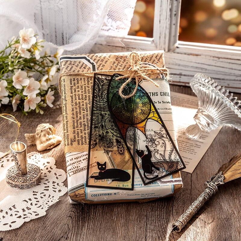 6 Pcs/set Cute Black Cat Daily Series Bookmark PVC Matte Reading Book Mark Retro Book Page Marker Stationery Supplies