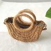 Bolsa Cesta de Legumes da Moda Ombro Transversal Rattan Acompanhamento Palha Bolsa Tecelagem Manual