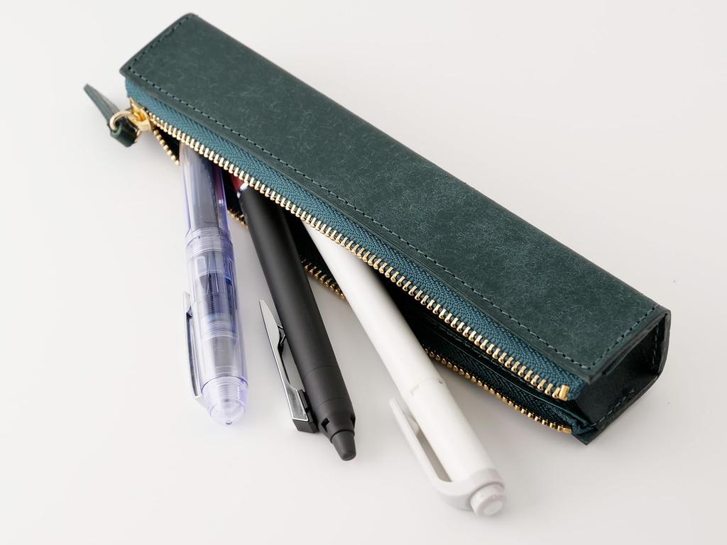 Slip-On PB Zipper Pen Case, Mini, Navy (IPV-4501), Genuine Italian Leather, Holds 1-2 Fountain Pens