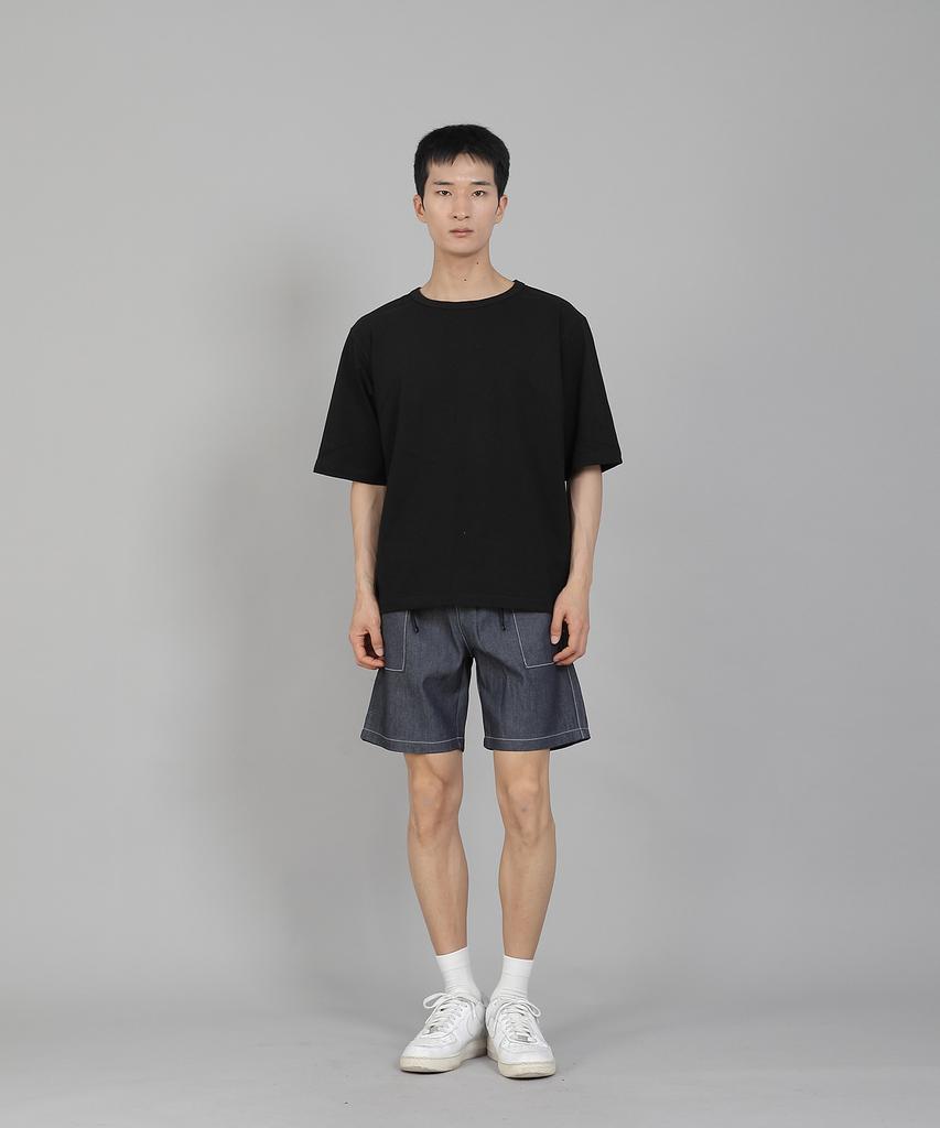 Seinteukeulu Plain R-Neck Half-Sleeve T-Shirt Rhr-896 Black