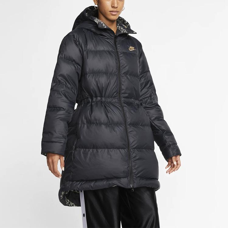 Nike Sportswear Down-Fill Printed Reversible Hooded Down Jacket Women Outerwear Black CK3948-010