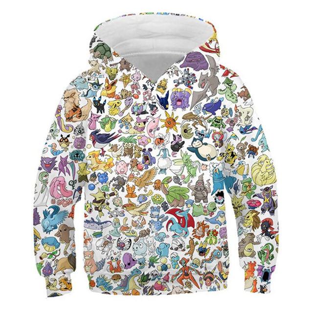 2025 Year Pokemon Hoodies Kids Cartoon Pullover Pikachu Sweatshirt Long Sleeve Children Clothes Boy Fashion Top 4-14 Years Kid Streetwear