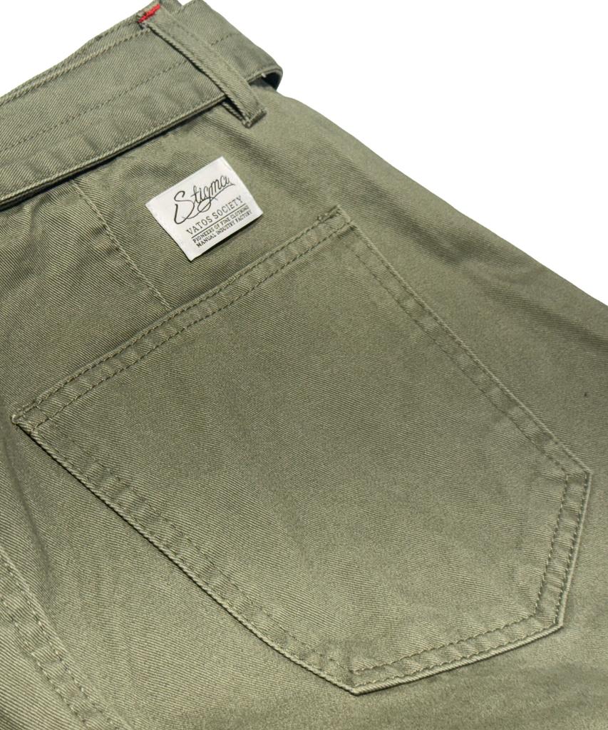 STIGMA Washed Belt Curved Pants Khaki