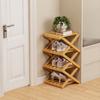 Wooden Folding Shoe Rack No Assembly 2/3/4/5/6/7 Tiers Bamboo Corner Shoe Rack Hallway Entryway Small Space Shoe Organizer Shelf