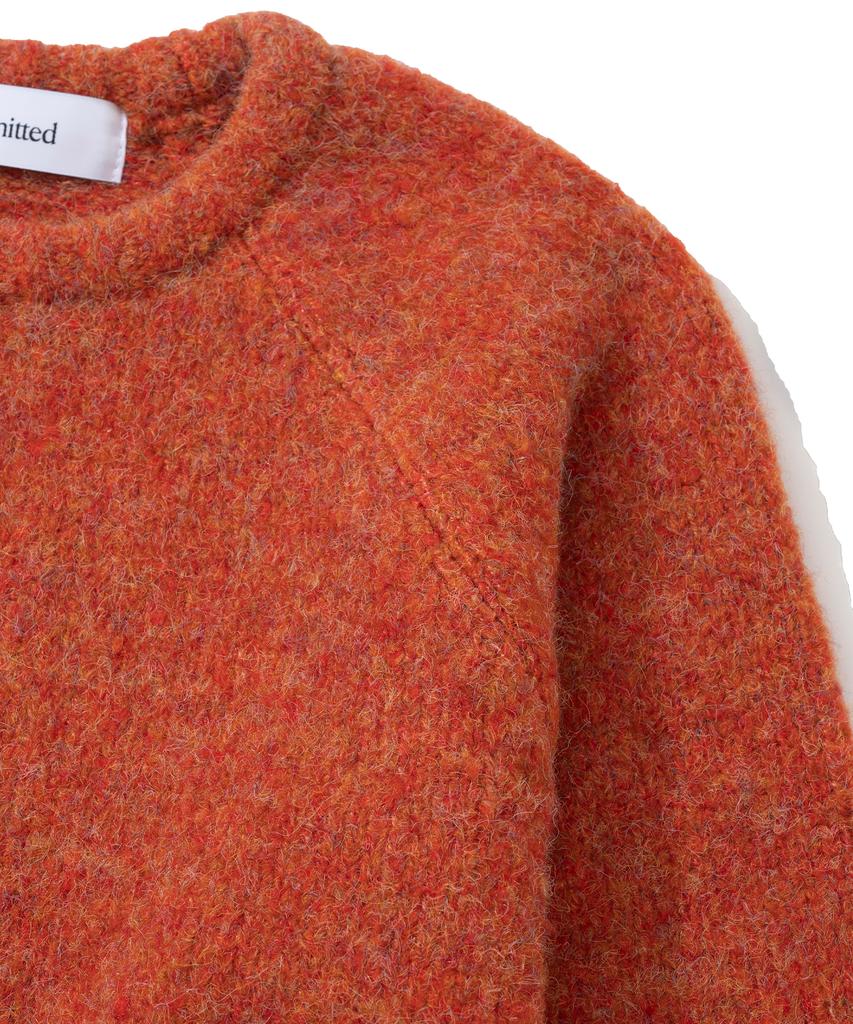 KNITTED (Unisex) Boucle Raglan Crop Round Knit Orange