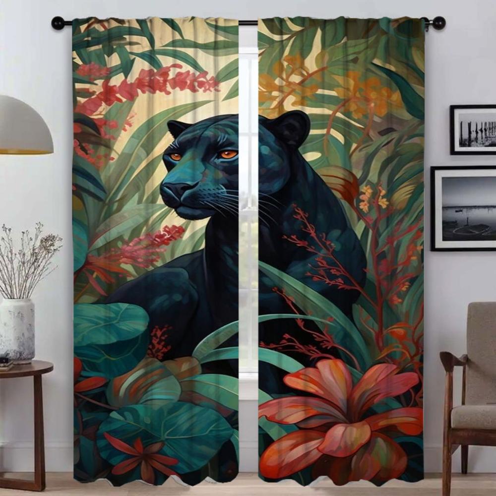 

Животные Кухонные шторы для гостиной Шторы для домашнего интерьера 2 штуки Жалюзи Перегородка Хэллоуин Украшение Шторы W50xH70cmx2pcs-CL